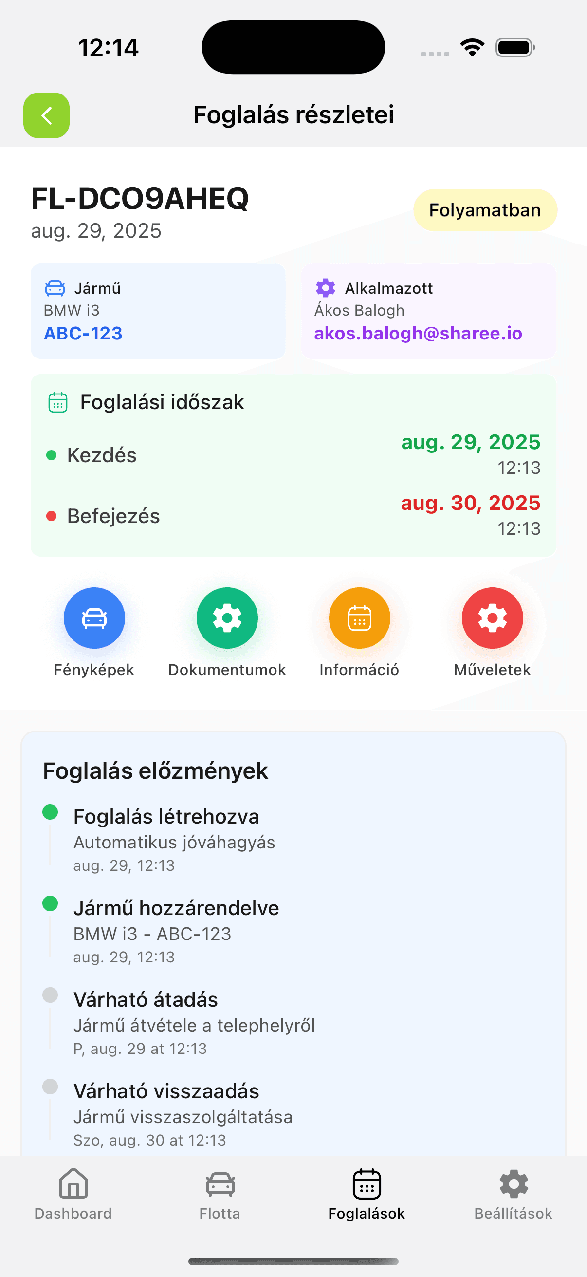Foglalás részletei